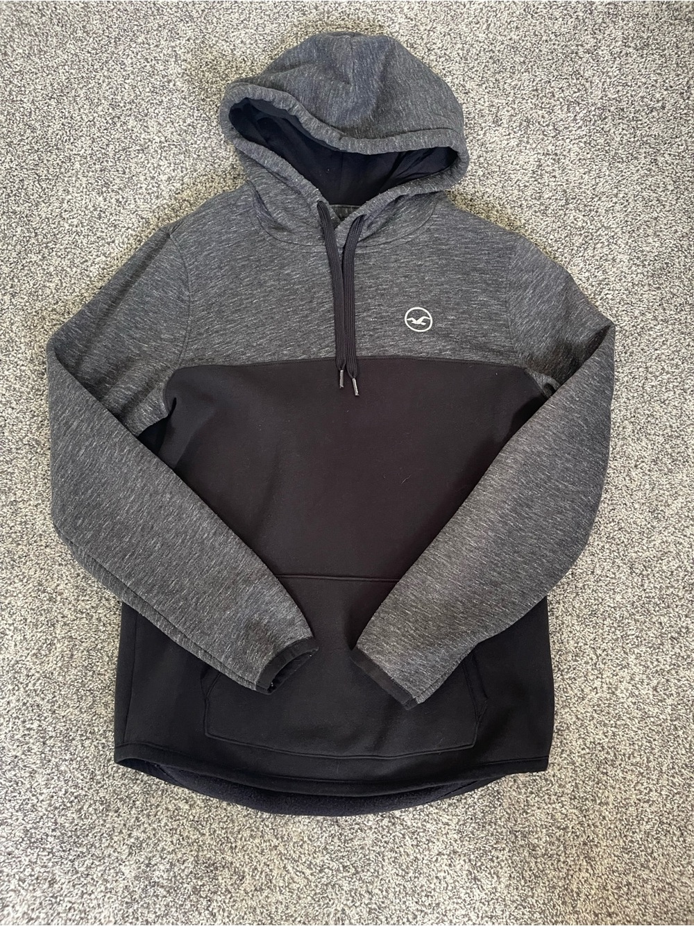 Hollister Gray Fleece-Lined Pullover Hoodie with Black Label